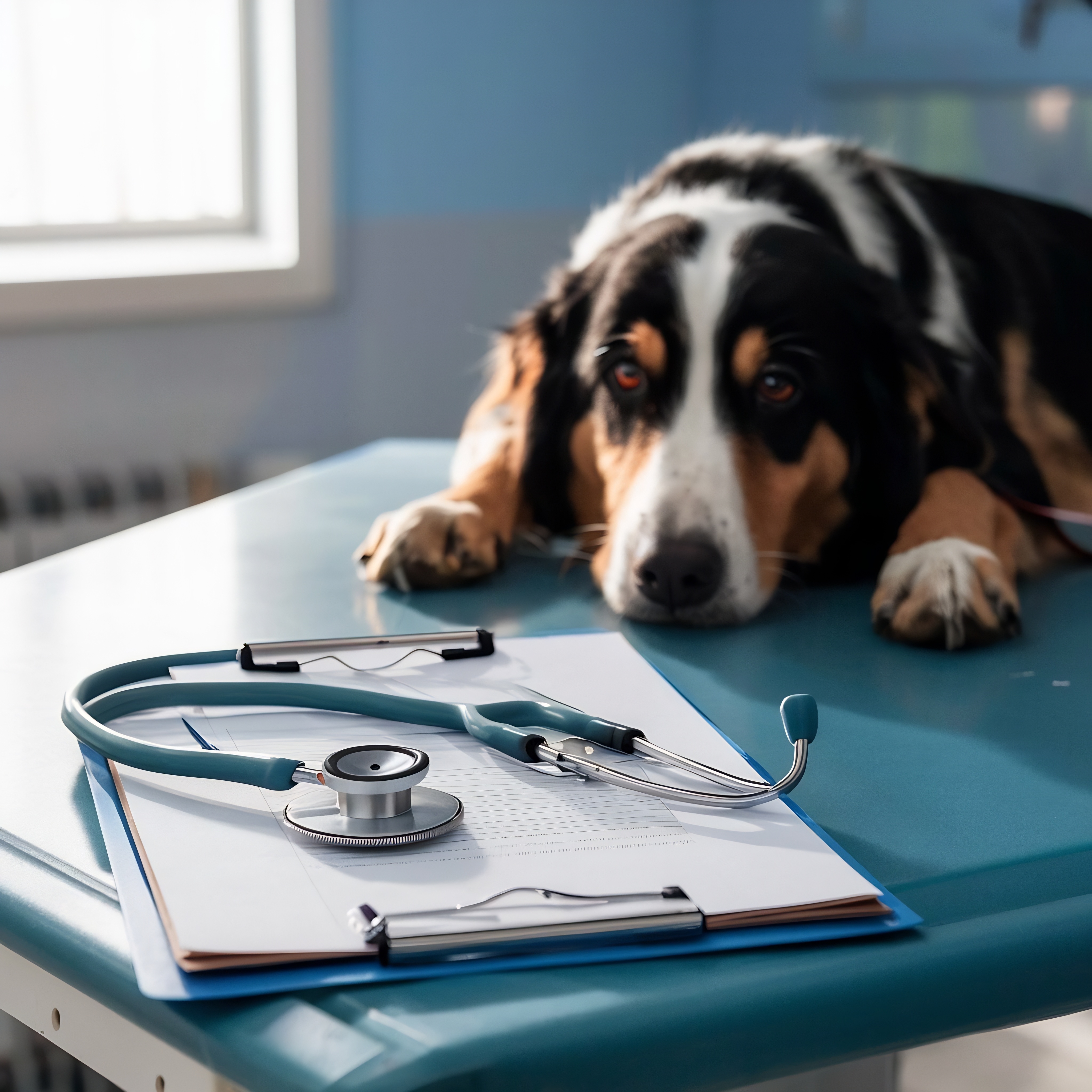 Cachorro com enjoo em consulta veterinária