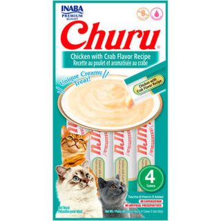 Petisco Purê Churu para Gatos Adultos Sabor Galinha com Caranguejo 336gr