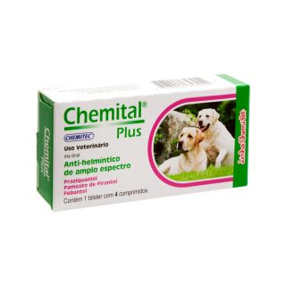 Chemital Vermífugo para Cães Plus 4 Comprimidos