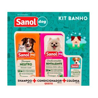 Kit de Shampoo, Colônia e Condicionador - Sanol Dog