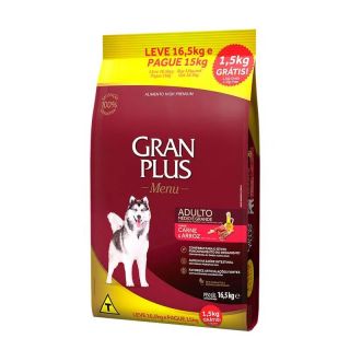 Ração GranPlus Menu Para Cães Adultos Sabor Carne e Arroz 16.5 Kg