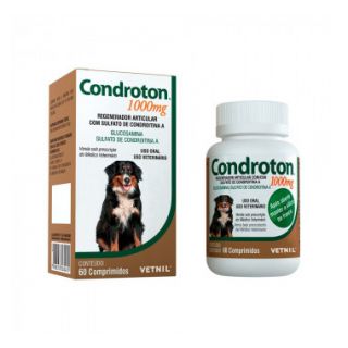 Regenerador Articular Condroton 1000mg Vetnil para Cães e Gatos - 60 comprimidos