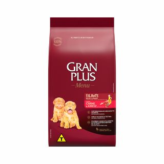 Ração GranPlus Menu para Cães Filhotes de Raças Médias e Grandes Sabor Carne e Arroz 15Kg