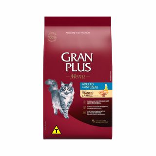 Ração GranPlus para Gatos Adultos Castrados Frango e Arroz 3kg