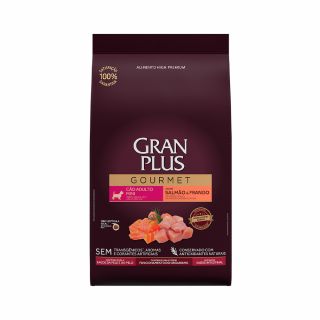 Ração GranPlus Gourmet para Cães Adultos de Porte Mini Sabor Salmão e Frango 3Kg