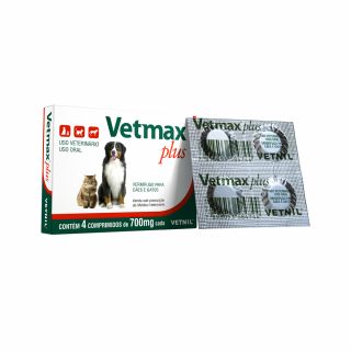 Vermífugo Vetmax Plus 700 mg 4 Comprimidos - Vetnil