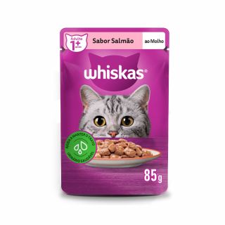 Ração Úmida Whiskas Sachê para Gatos Adultos Sabor Salmão ao Molho - 85g