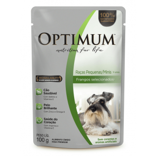 Ração Umida Optimum Sachê para Cães Adultos de Raças Pequenas Sabor Frango - 100g