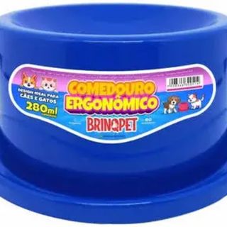 Comedouro Plástico Ergonomico Brinqpet - Azul