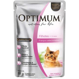 Ração Úmida Optimum Sache Gatos Filhotes sabor Frango 85g
