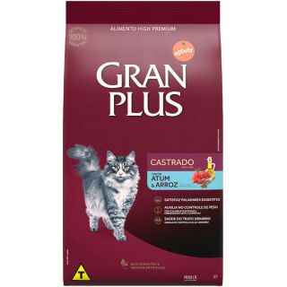 Ração GranPlus para Gatos Castrados Sabor Atum e Arroz -1kg