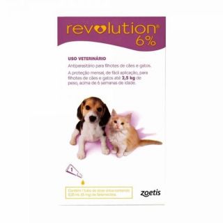 Antiparasitário Revolution 6% Bs 1 X 0,25 ml Violeta para Cães e Gatos até 2,5kg