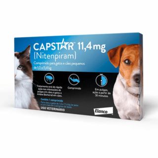 Antipulgas de Ação Rápida Elanco Capstar 57 Mg Para Cães e Gatos Acima De 11,4Kg -1 compr
