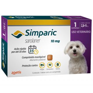Antipulgas Simparic 10 mg para cães 2,6 a 5 kg
