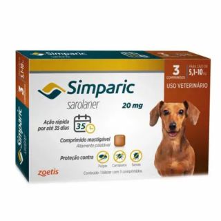 Antipulgas Simparic 20mg Cães (5-10Kg) 3 Comprimidos