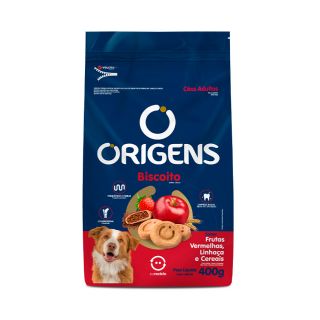 Biscoito Origens para Cães Adultos de Porte Médio e Grande Sabor Frutas Vermelhas, Linhaça e Cereais 400 g