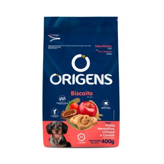 Biscoito Origens para Cães Adultos Porte Mini e Pequeno Sabor Cereais e Frutas Vermelhas