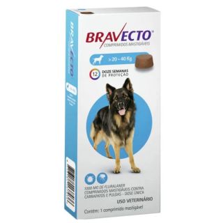 Bravecto Cães 20 a 40 kg Mastigável 1000mg 1 comprimido