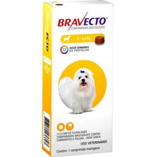 Antipulgas e Carrapatos Bravecto MSD para Cães até 4,5 kg 112,5 Mg