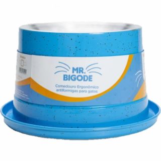 Comedouro Antiformiga Para Gatos Mr. Bigode Azul 250Ml