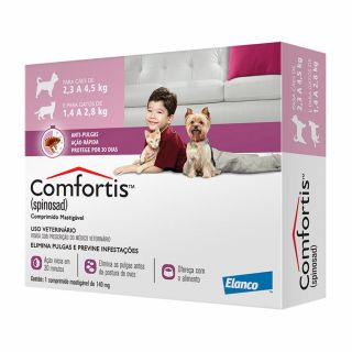 Antipulgas Comfortis 140 mg - Cães de 2,3 a 4,5Kg e Gatos de 1,4 a 2,8Kg 1 comprimido