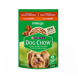 Alimento Úmido Sachê Dog Chow Carne para Cães Adultos Mini e Pequenos - 100g