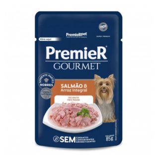 Alimento Úmido Sachê Premier Gourmet Salmão e Arroz Integral para Cães Adultos Porte Pequeno - 85g