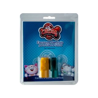 Kit Dental Para Cães e Gatos com 2 Dedeiras - Cores Sortidas - Catdog