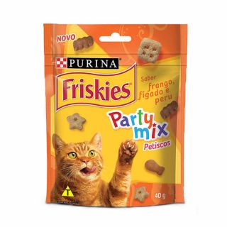 Petisco Friskies Party Mix Gatos Frango, Fígado e Peru 40g