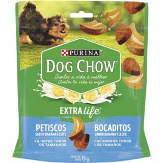 Petisco Dog Chow para Cães Filhotes Porte Pequeno Sabor Banana e Leite 75g