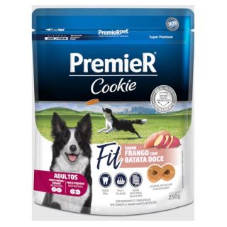 Biscoito Premier Cookie Fit para Cães Adultos Sabor Frango com Batata Doce 250g
