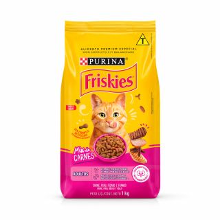 Ração Friskies Mix de Carne para Gatos Adultos Sabor Carne, Peru, Fígado e Frango