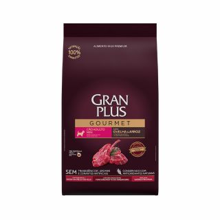 Ração GranPlus Gourmet para Cães Adultos de Porte Mini Sabor Ovelha e Arroz 1Kg