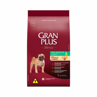 Ração GranPlus Menu Light Para Cães Adultos de Porte Mini Sabor Frango e Arroz 3kg