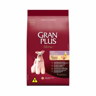 Ração GranPlus Menu Para Cães Sênior de Porte Mini Sabor Frango e Arroz 10,1Kg