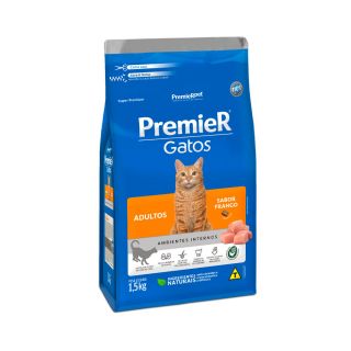 Ração Premier Ambientes Internos para Gatos Adultos Sabor Frango 1.5Kg
