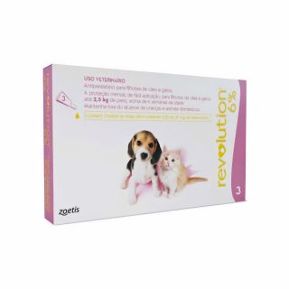 Revolution 6% Cx 3 X 0,25ml Violeta para Cães e Gatos até 2,5kg