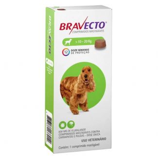 Bravecto Cães 10 a 20 kg Mastigável 500mg 1 comprimido