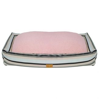 Cama Retangular Para Cães E Gatos Maxi Listras Rosas