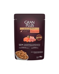 Ração Úmida GranPlus Gourmet para Cães Adultos Sabor Salmão e Frango - 100g