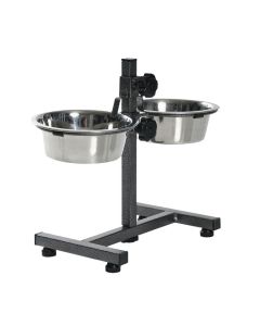 Comedouro Duplo Ajustável de Inox 1,9L para Cães - Chalesco
