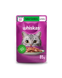 Ração Úmida Whiskas Sachê para Gatos Adultos Sabor Cordeiro ao Molho - 85g